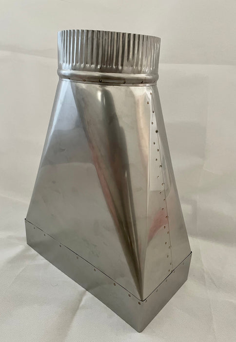 Rectangular to Round Flue Transition, Stainless Steel