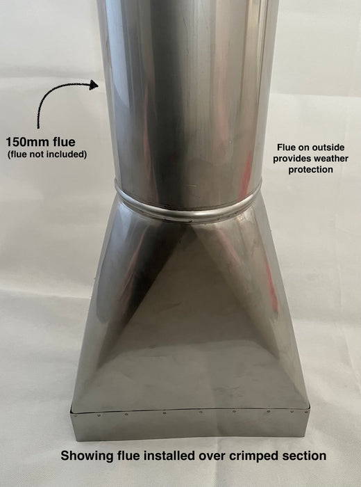 Rectangular to Round Flue Transition, Stainless Steel