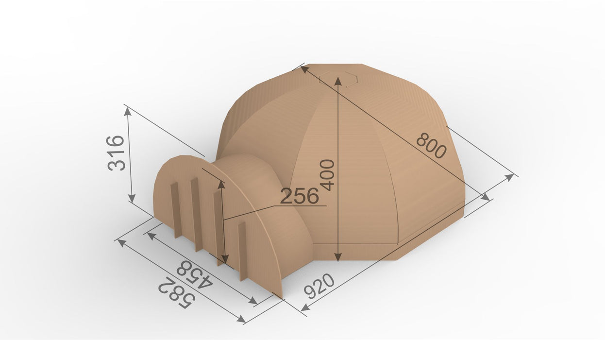 800mm Cardboard Mould Basic, Short Entrance, No Flue, Ideal for Cob Ovens