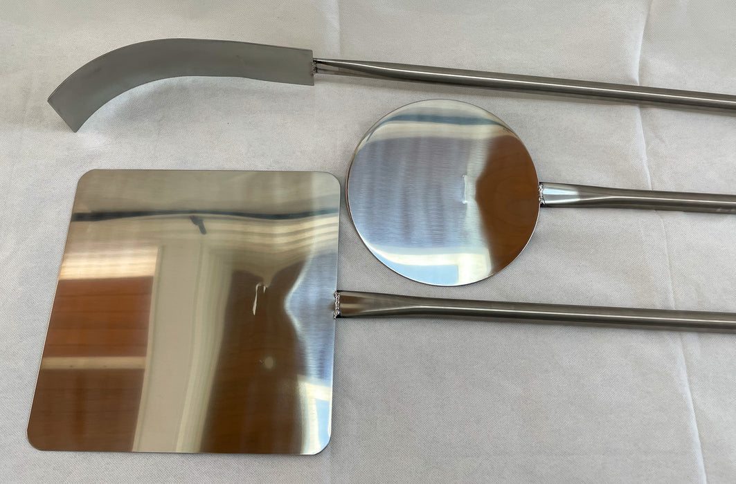 Pizza Cooking Tool Multipack, Square Peel, Small Turning Peel and Ash Rake - Available in two lengths