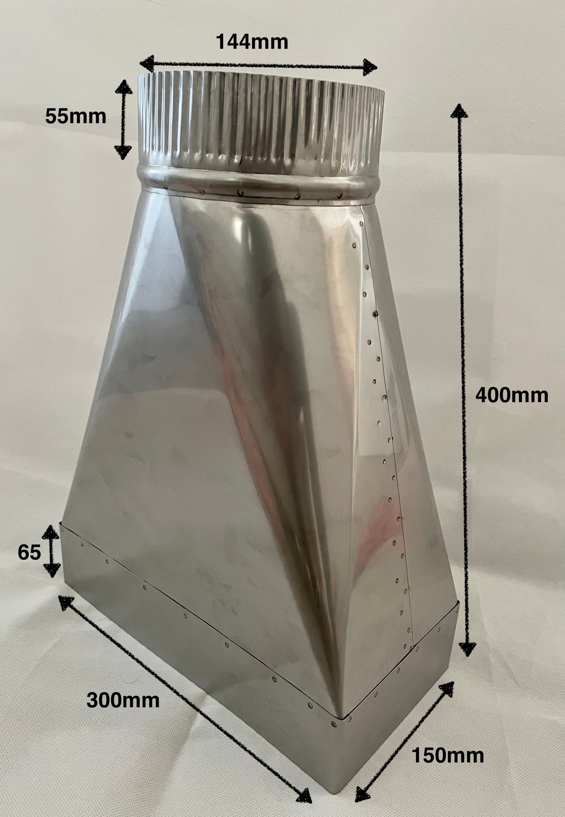 Rectangular to Round Flue Transition, Stainless Steel — Primal Fires