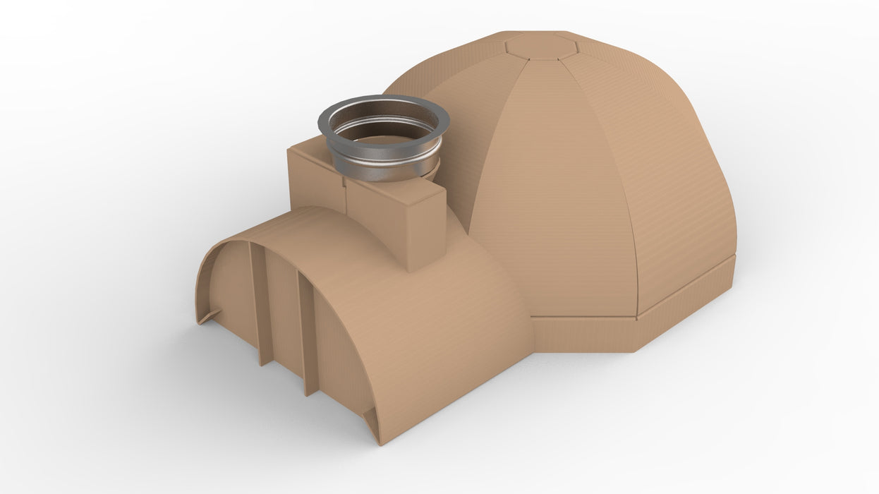 600mm Cardboard Oven Mould - with vent former and SS flue starter ring