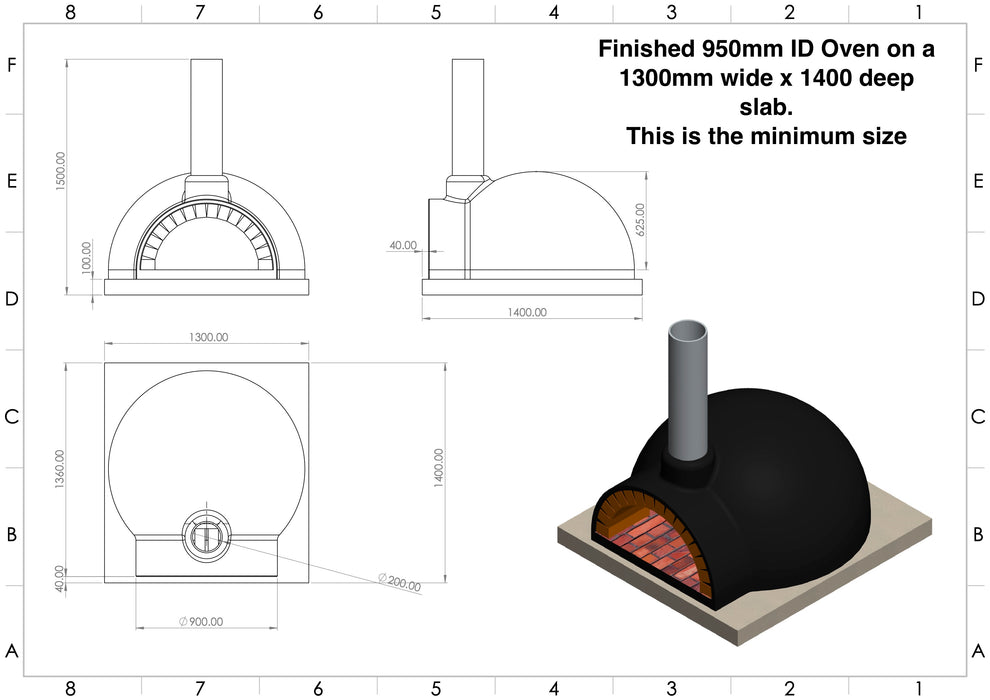 950mm Pizza Oven Building Kit Primal Premium