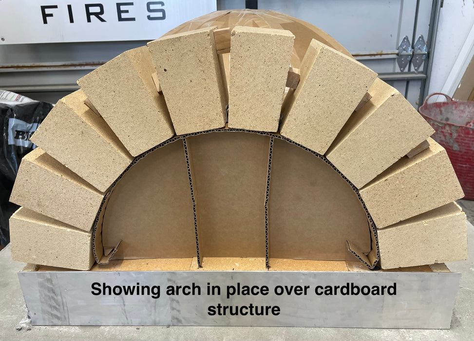 600mm Cardboard Oven Mould - with arch bricks, vent former and SS flue starter ring