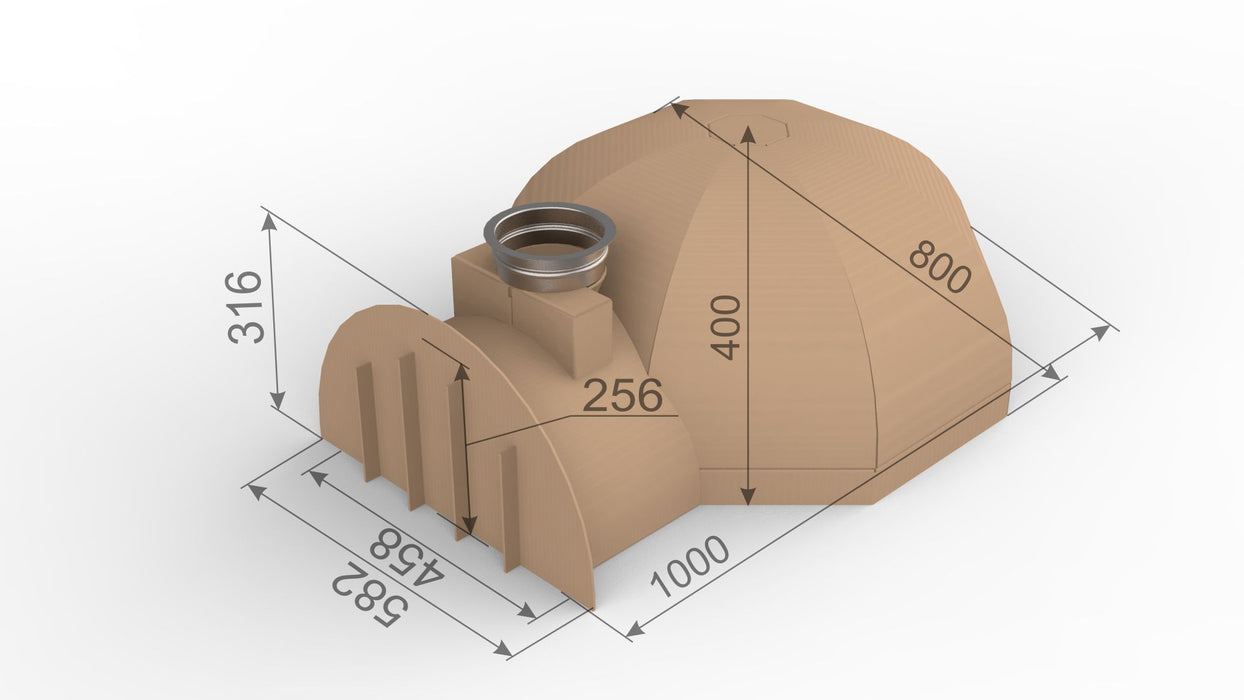 800mm Cardboard Oven Mould - with vent former and SS flue starter