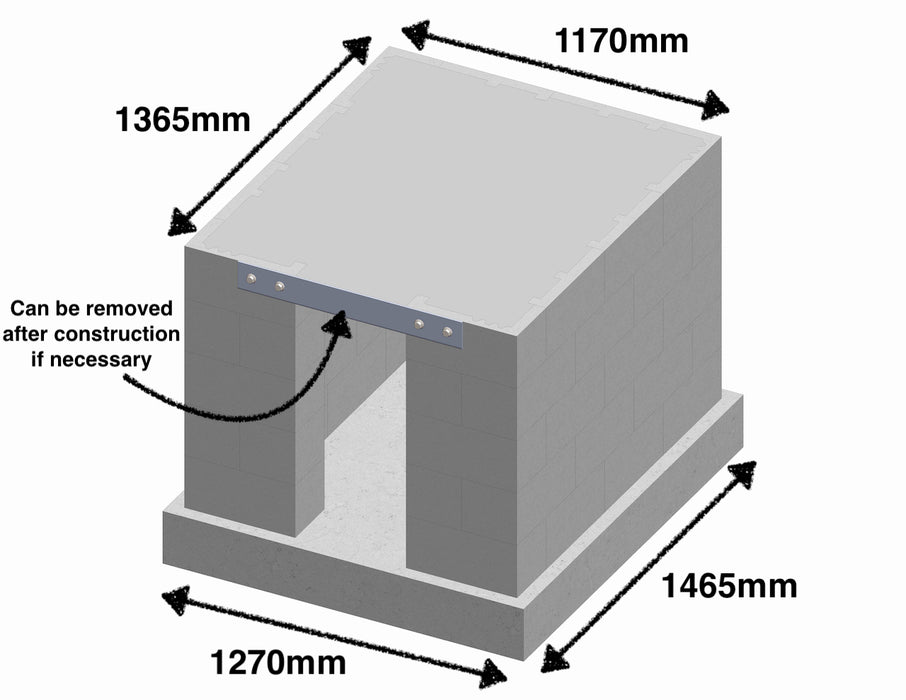 Concrete Block Stand Pack for 800mm Oven - With Front Return