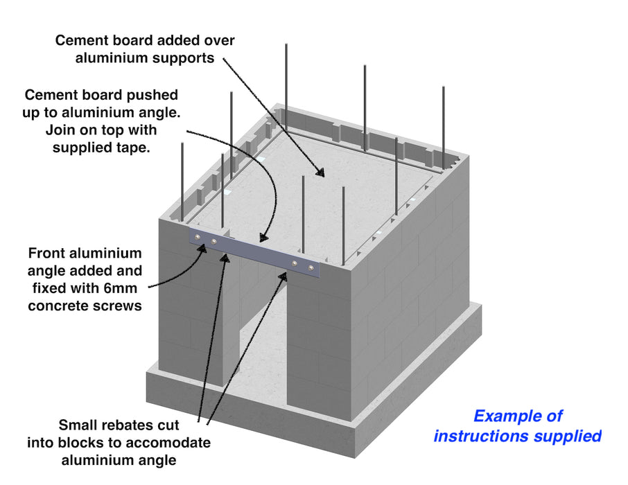 Concrete Block Stand Pack for 800mm Oven - With Front Return