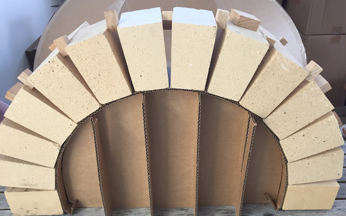 950mm Cardboard Mould - with arch bricks, vent former and SS flue starter ring