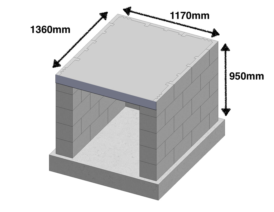 Concrete Block Stand Pack for 800mm Oven - Open Front